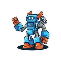 cool design of the robotic with a friendly face technology line art sketch vintage design illustration vector