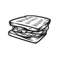 Sandwich icon. Hand drawn illustration of sandwich icon for web design vector