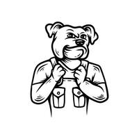 dog bulldog worker line art style sketch classic vintage design illustration vector