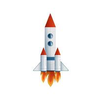 Flat style illustration of a rocket on a white background. Suitable for children's books, educational projects, and advertising materials related to space and technology. illustration vector