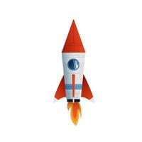 Flat style illustration of a rocket on a white background. Suitable for children's books, educational projects, and advertising materials related to space and technology. illustration vector