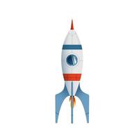 Flat style illustration of a rocket on a white background. Suitable for children's books, educational projects, and advertising materials related to space and technology. illustration vector