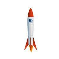 Flat style illustration of a rocket on a white background. Suitable for children's books, educational projects, and advertising materials related to space and technology. illustration vector