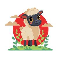Cartoon sheep, lamb, funny farm animal in a vector
