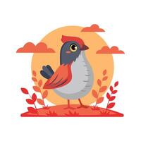 The cartoon bird, quail it is a farm animal in a vector