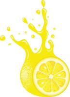 Yellow lemon splash juice isolated vector