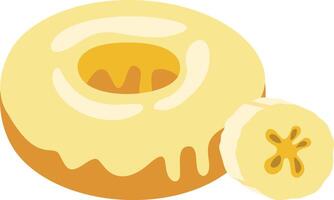 Tasty sweet banana donut with banana slice vector