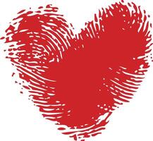 Red heart shaped fingerprint icon vector