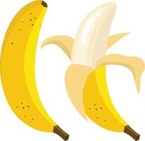Banana with and without peel vector