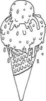 Simple ice cream cone drawn in black outline vector