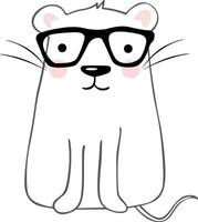 Cute mouse with glasses handmade drawing vector