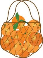 Set of fresh oranges inside the grid bag vector