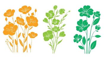 set of flowers art in white background vector
