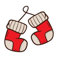 sock christmas element with line art illustration vector