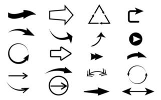 Set arrow icons, Collection different types of arrows sign. Black arrows fully editable vector