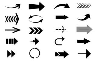 Set arrow icons, Collection different types of arrows sign. Black arrows fully editable vector