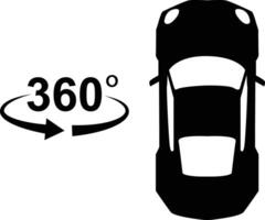 360 car overview icon. parking spotting sign. 360 degree camera symbol. flat style. vector