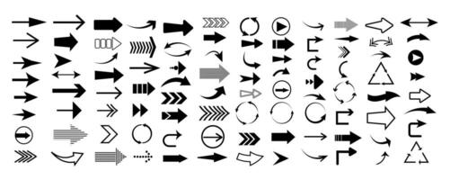 Set arrow icons, Collection different types of arrows sign. Black arrows fully editable vector