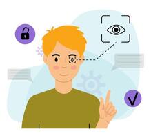 Man Using Eye Scan For Security vector