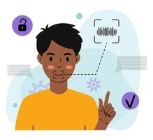 Man Using Facial Recognition for Security vector