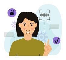 A man wearing a turban and a beard uses voice recognition technology to unlock a device. vector