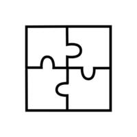 An outline icon of a four-piece puzzle vector