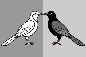 Set Of different Type Of Birds. Birds illustration. Birds Line Art. Magpie Robbin. Wildlife. Birds icon set. Flying. vector