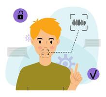 Man Using Facial Recognition for Security vector