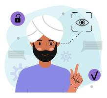 Man Using Facial Recognition for Security vector