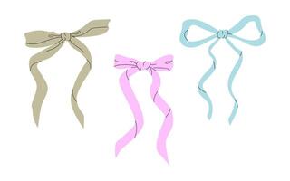 Three Colorful Bows Isolated on White Background vector