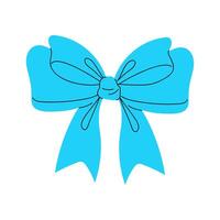 A simple illustration of a blue ribbon bow, tied with a knot in the center. The bow is against a white background. vector