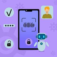 Voice Recognition Unlock on Smartphone vector