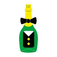 Champagne Bottle With Bowtie and Tuxedo vector