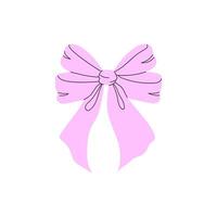 A simple illustration of a pink bow with a white background. vector