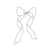 A simple, single-line illustration of a bow with flowing ribbons. vector