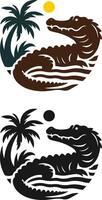 crocodile and palm tree shirt design graphic illustration vector