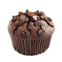 Chocolate muffin with chocolate chips isolated on transparent Background Generative-AI png