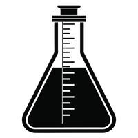 Measuring Flask Icon Silhouette on White Transparent Background vector