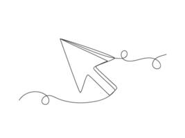 Computer mouse click pointer cursor arrow continuous one line shape isolated illustration. vector