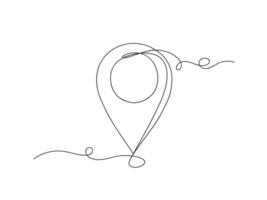 Map pin location continuous one line art decoration illustration. vector