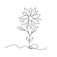 Beautiful flower one line continuous drawing style isolated illustration. vector