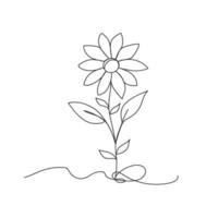 Beautiful flower one line continuous drawing style isolated illustration. vector