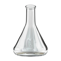 Clear glass Erlenmeyer flask with measurement markings on transparent Background Generative-AI png