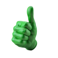 Green 3d Rendering Of A Cartoon Hand Pointing With Index Finger on transparent Background Generative-AI png