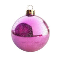 Purple christmas ball with pink and silver sequins isolated on transparent Background Generative-AI png