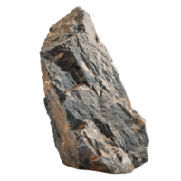 A close up of a brown rock against a gray and white sky with a dark shadow in the foreground on transparent Background Generative-AI png