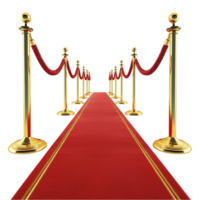 Red carpet with golden barrier and ropes. on transparent Background Generative-AI png