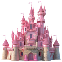 There is a pink castle with a flag on top of it on transparent Background Generative-AI png