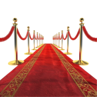Red carpet with gold poles and barriers on transparent Background Generative-AI png