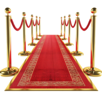 Red carpet with golden barrier and ropes.on transparent Background Generative-AI png